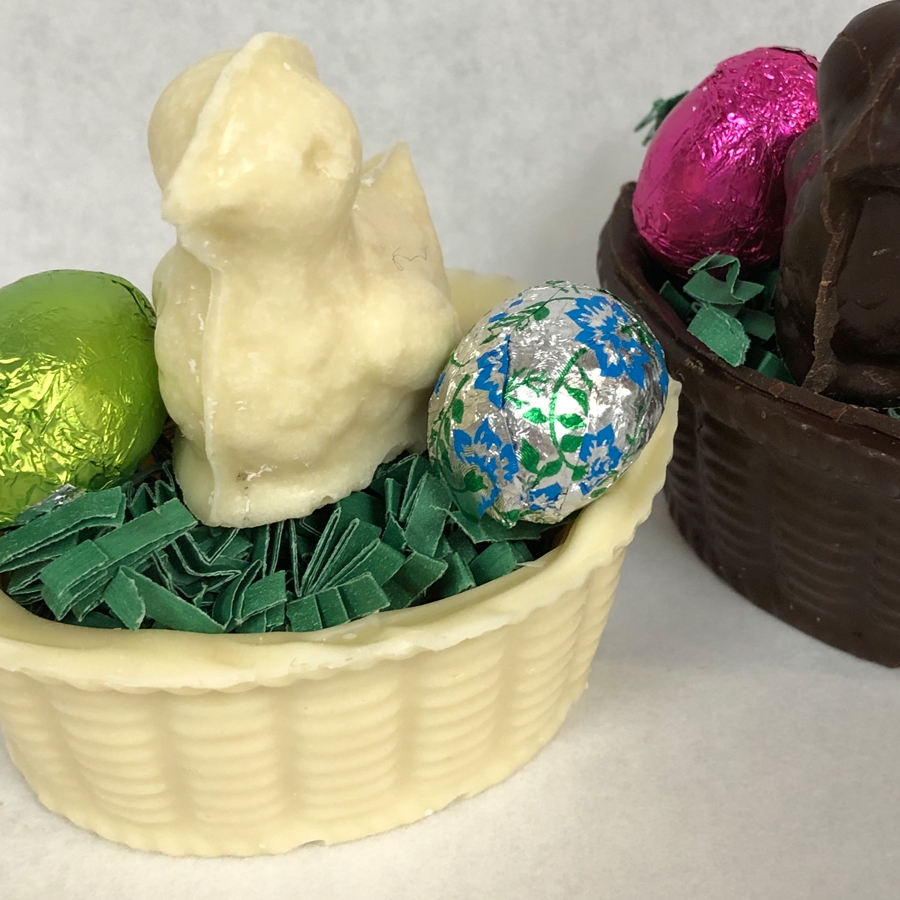 white chocolate basket