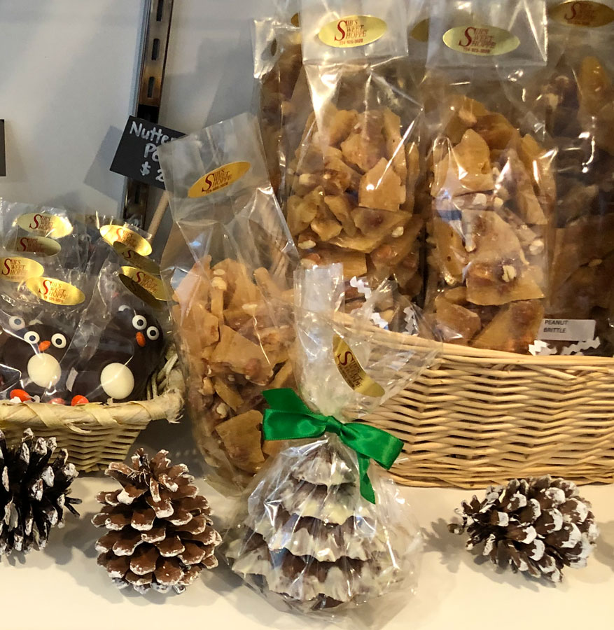 peanut brittle christmas trees penguins