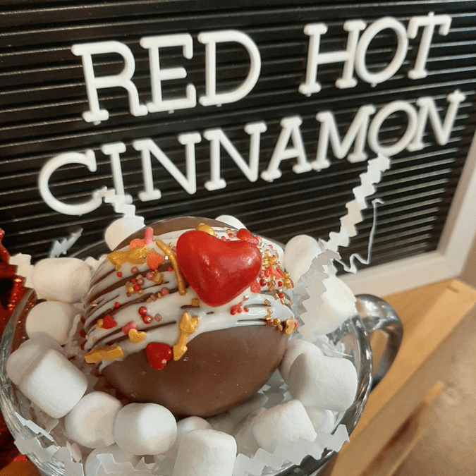 red hot cinnamon hot chocolate bomb