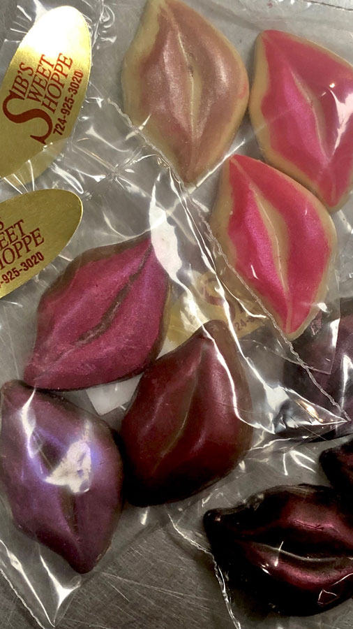 molded chocolate smoochy lips