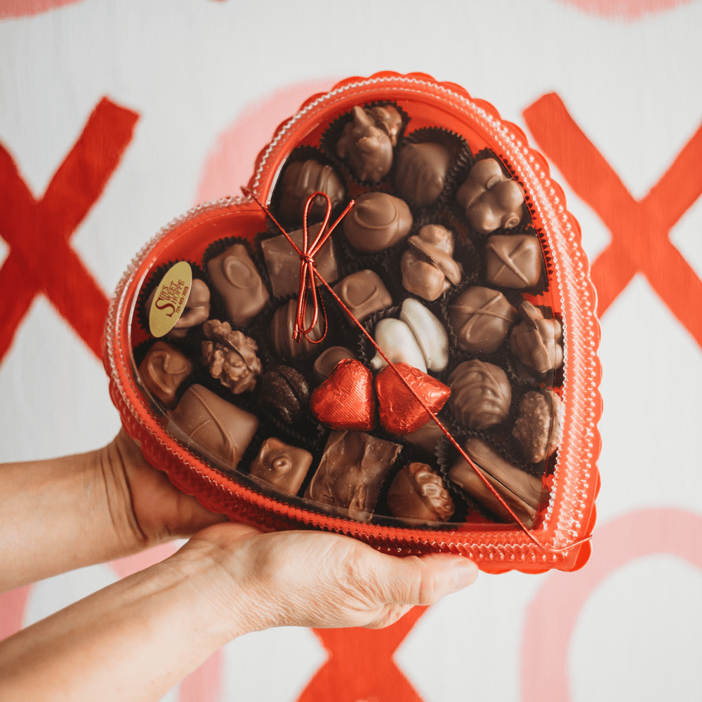 heart shaped valentine chocolate box