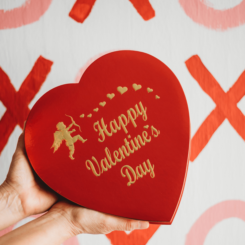 heart shaped valentine chocolate box